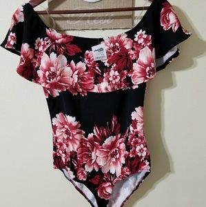 Brand new off shoulder floral bodysuit